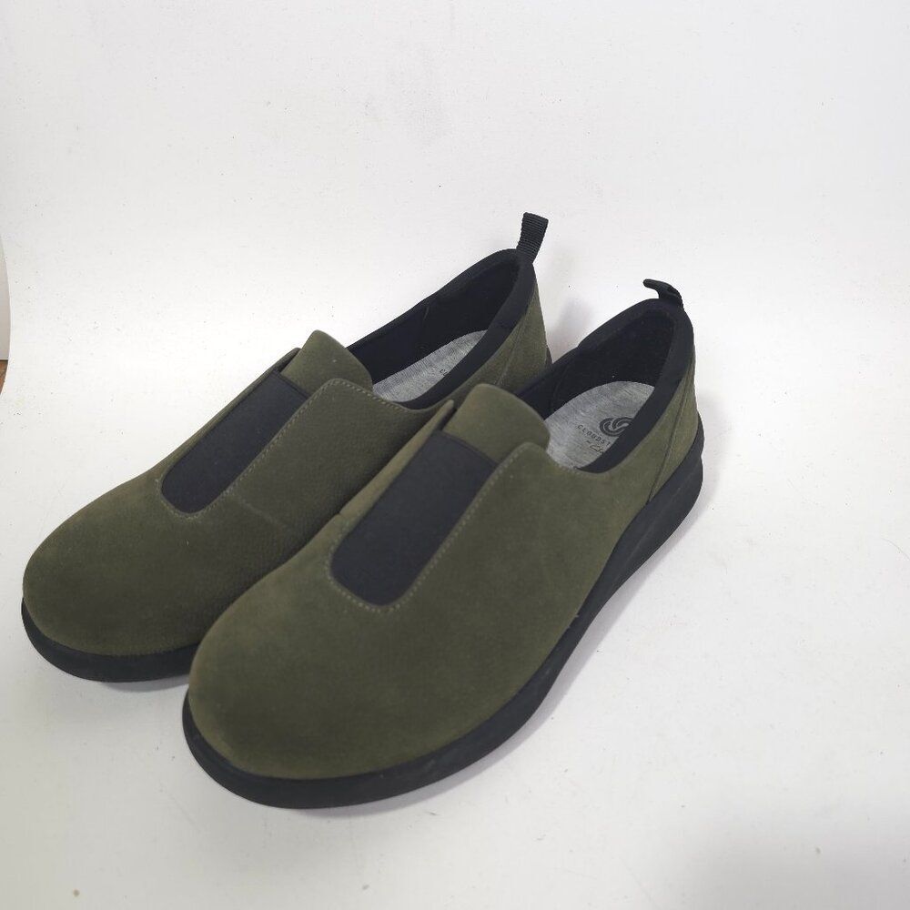 Clarks Cloudsteppers Sillian 2.0 Walk Slip-On Size 8.5 Wide Khaki Green Shoes